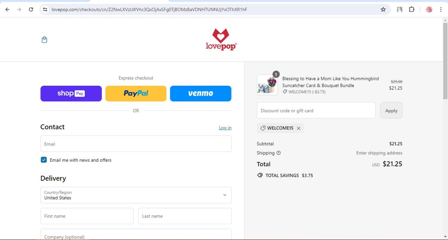 How to apply Lovepop coupon code